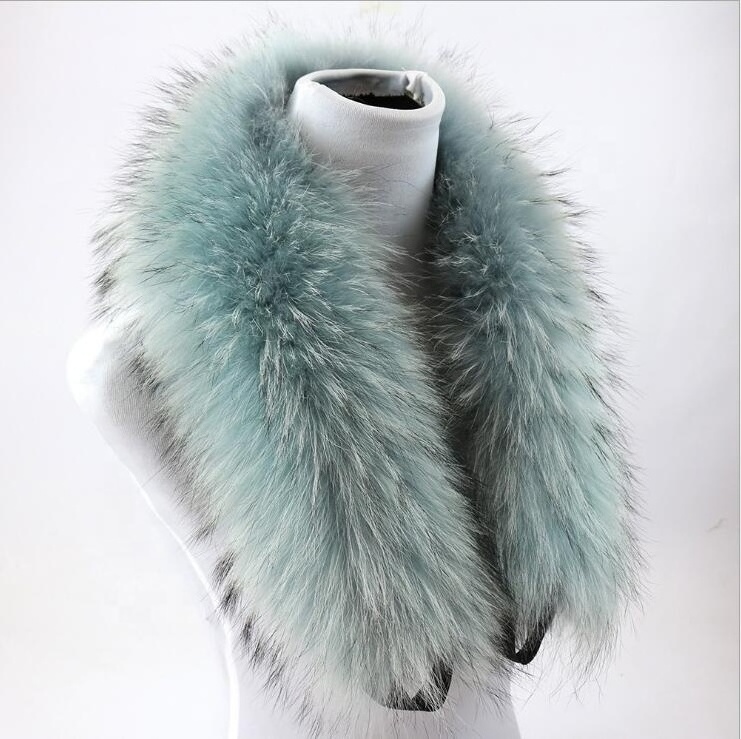 100% Real Fur Collar For Parkas Coats luxury Warm Natural Raccoon Scarf Women Large Fur Scarves Male Jackets 60cm 65cm 70cm 75cm