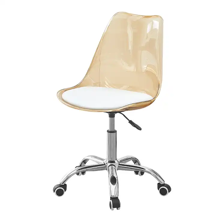 Transparent Plastic Lift Chair Simple Dining Chair Furniture With Pulley Leisure Rotating Office Backrest Chair