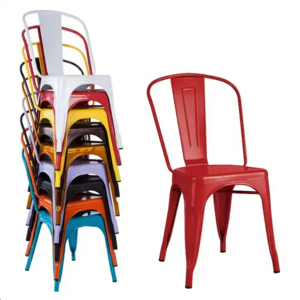 China Cheap price Wholesale Stackable Vintage lee Industrial chairs orange Dining Cafe Restaurant Iron Metal Chair for sale