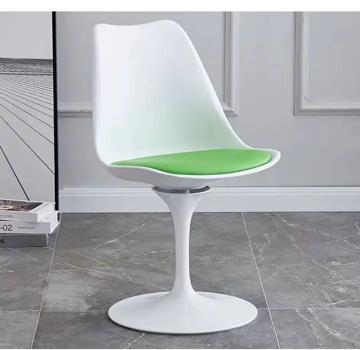 Nordic Italian Wholesale Modern Luxury Plastic Frame Metal Leg Stylish White Swivel Tulip Office Bedroom Dining Room Chair