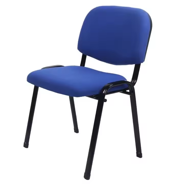 China Manufacturer Metal Frame Navy Blue Fabric Student Chair Conference Training Stacking Office Chair