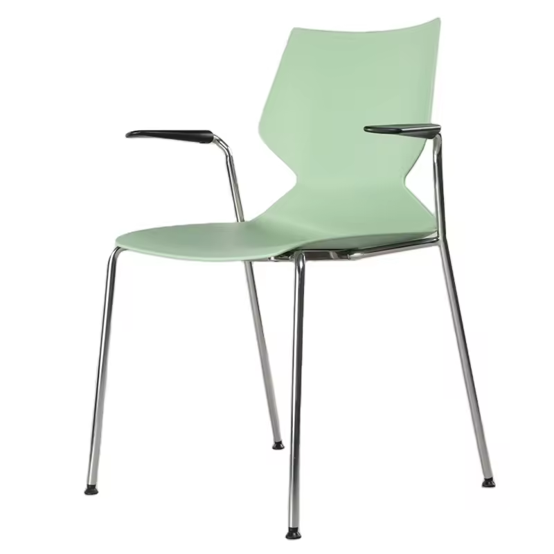 Modern pp seat plastic pdining/meeting/conference room chairs with arm and metal legs/bases