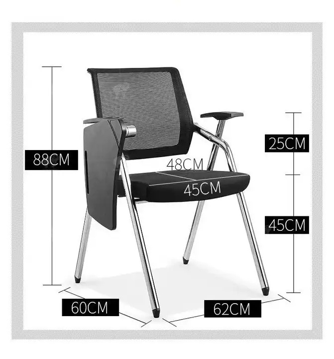 Wholesale modern office folding stool black stackable ergonomic school training chair with writing board or table attached