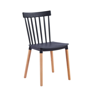 Black Spindle Back Dining Chairs Set of 4, Plastic Armless Side Chairs for Kitchen Living Room