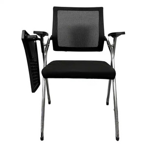 Wholesale modern office folding stool black stackable ergonomic school training chair with writing board or table attached