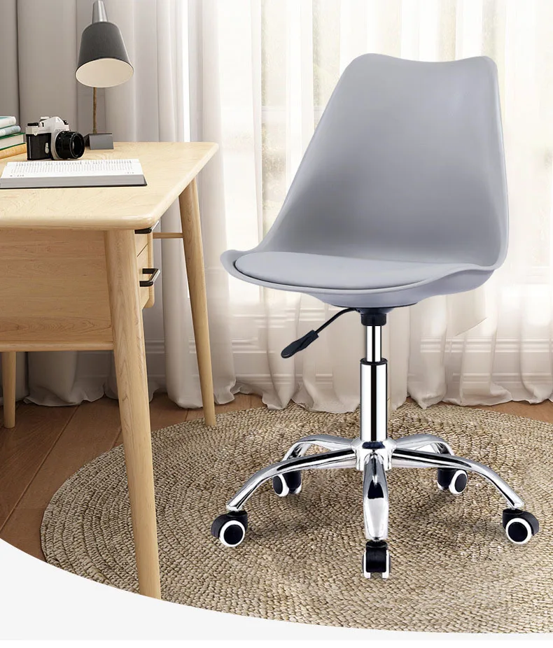 Wholesale Pu real leather Cushion home office chair Nordic Design gold white swivel PP Plastic Tulip office Chairs