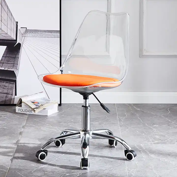 Transparent Plastic Lift Chair Simple Dining Chair Furniture With Pulley Leisure Rotating Office Backrest Chair