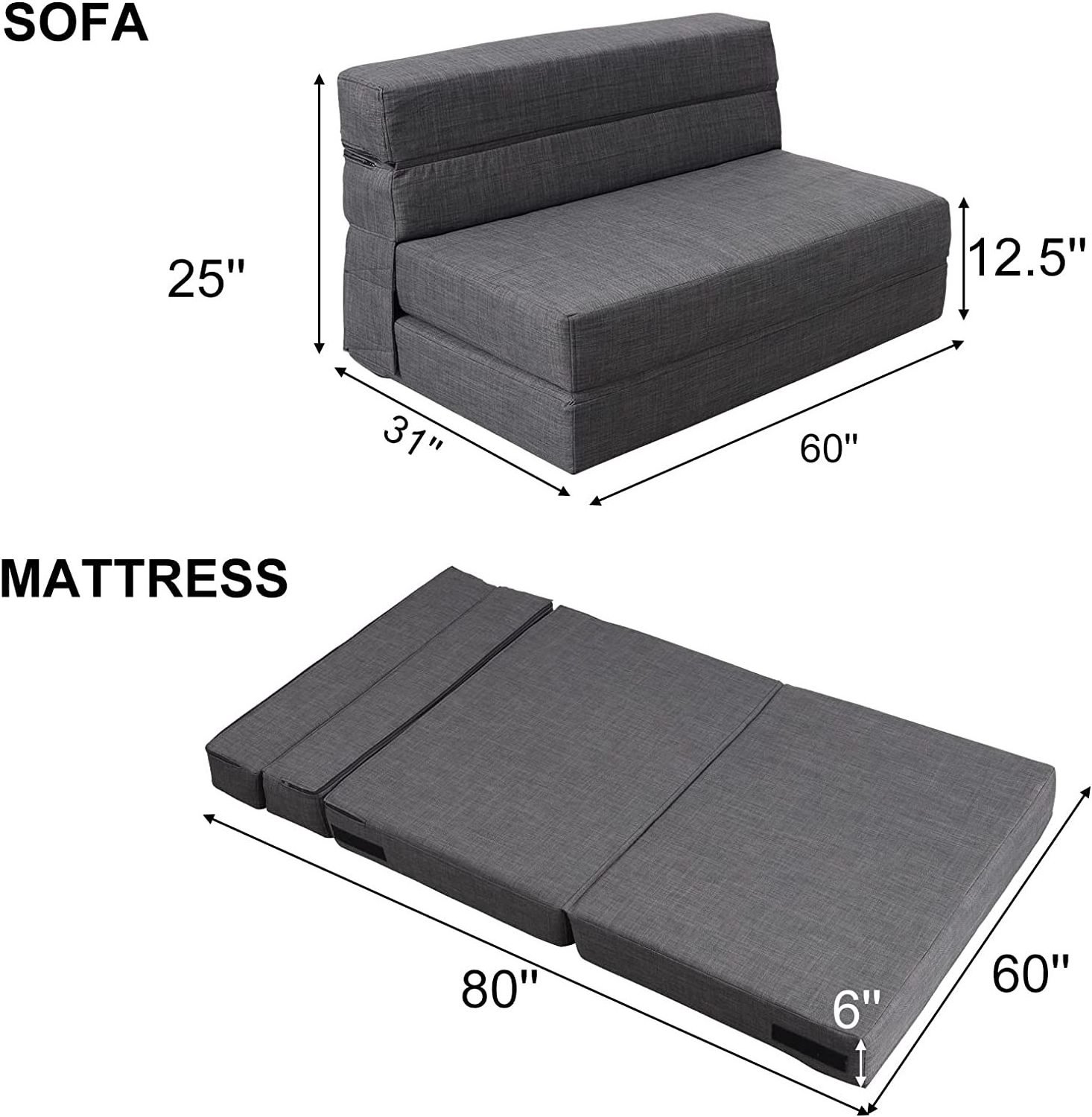 Memory Foam Mattress Fold Sofa Bed Couch