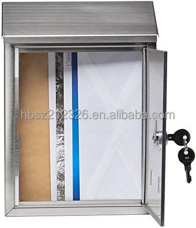 Newspaper Letter Box Stainless Steel Mailbox With Sturdy Key Lock Wall Mounted Waterproof Mail Box