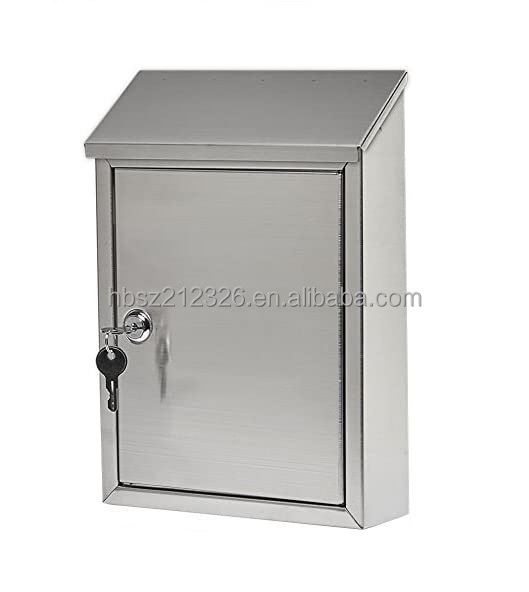 Newspaper Letter Box Stainless Steel Mailbox With Sturdy Key Lock Wall Mounted Waterproof Mail Box