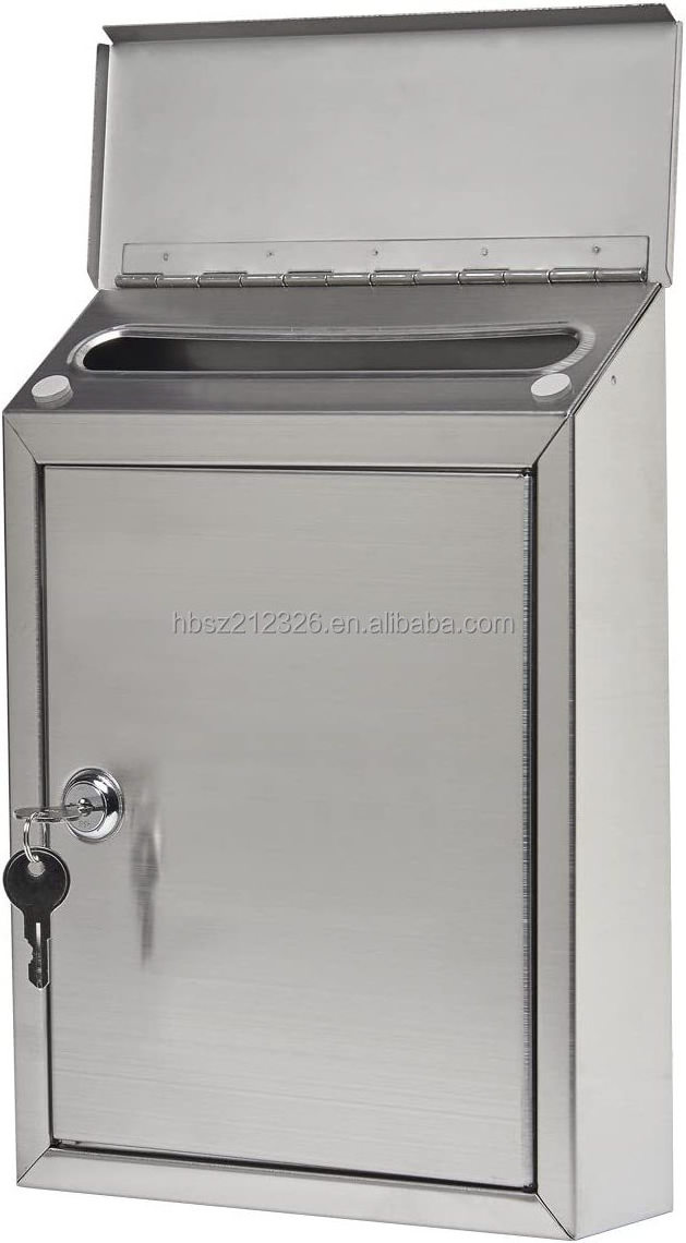 Newspaper Letter Box Stainless Steel Mailbox With Sturdy Key Lock Wall Mounted Waterproof Mail Box