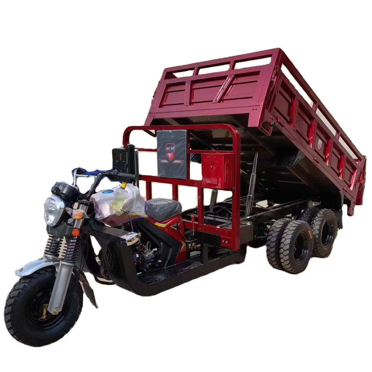 350CC Double Rear Axle 9 Wheel Motorized Tipper Cargo Tricycle 2 Axle Motorcycle Dumper Cargo Vehicle