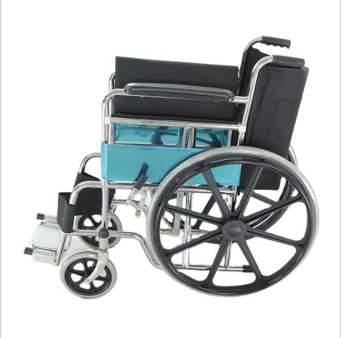 Manual push wheelchair folding convenient electroplating manual transport wheelchair for elderly disabled people