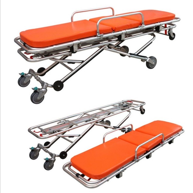 Stainless Steel stretcher Ambulance Stretcher Hospital Emergency medical ambulance stretcher folding with wheels