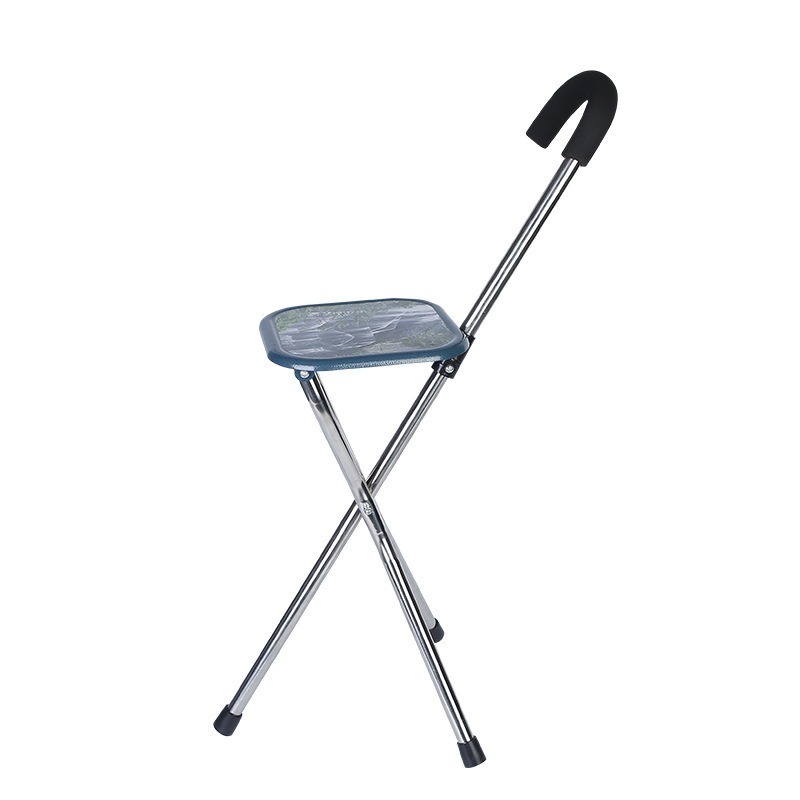 Wholesales Fashion Stainless steel elderly folding crutches elderly three-legged crutches bench cane stool cane chair