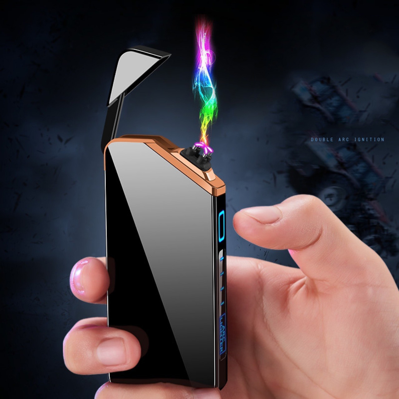 Rechargeable Plasma Windproof Flameless Cigarette LED Battery Indicator Double Arc Lighter USB Electric Lighter