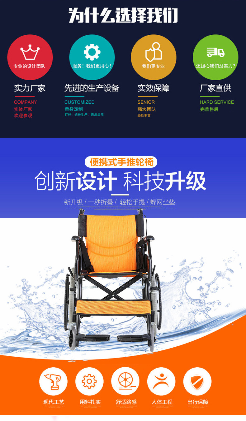 Factory directly sale foldable manual cheap wheelchair price for disabled portable from china