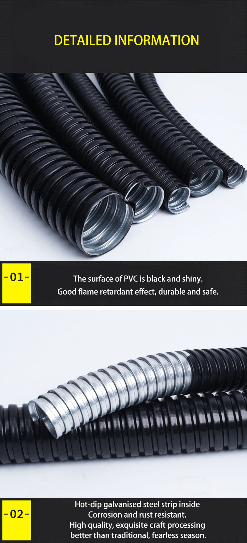 Professional Manufacturer Liquid Tight Pvc Coated Flexible Metal Conduit For Cable Protection Pvc Coated Flexible Hose