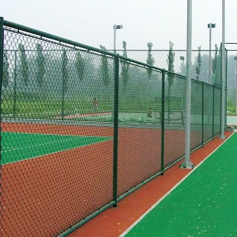 Sports field garden galvanized pvc coated 1x1 wire mesh fencing steel chain link fence roll 50ft