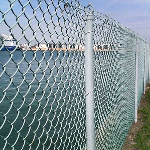 Sports field garden galvanized pvc coated 1x1 wire mesh fencing steel chain link fence roll 50ft