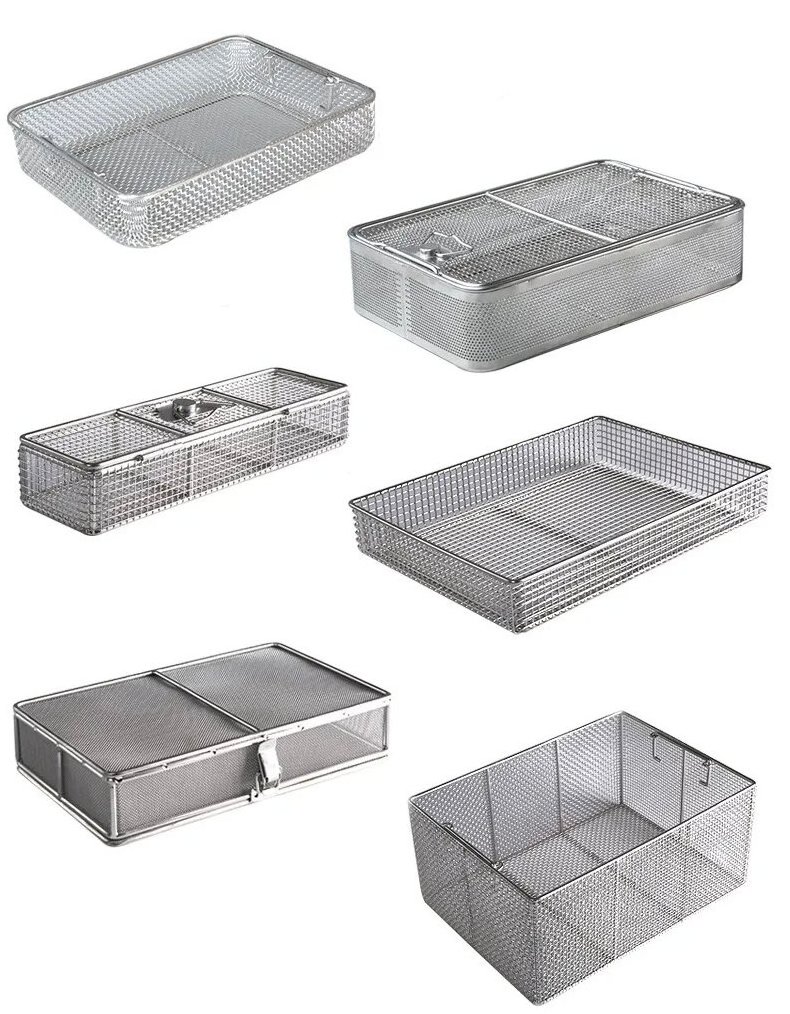 Stainless steel medical disinfect wire mesh basket Metal perforated sterilization storage basket