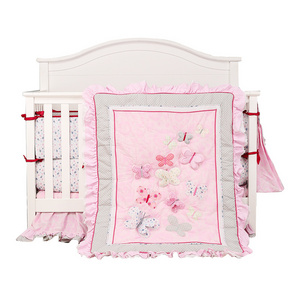 Baby Pink Nursery Crib Bedding Sets Elephants & Puppy Girls include quilt crib from factory can do OEM