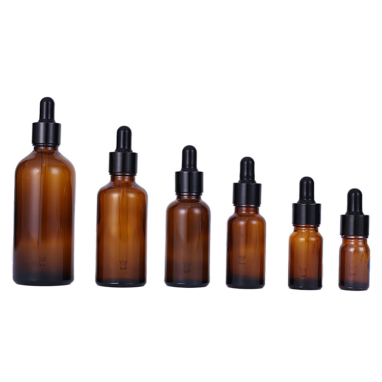 5ml 10ml 15ml 20ml 30ml 50ml100mlAmber Glass Dropper Bottles With Black Cap for Essential Oil Perfume Sample Bottle Aromatherapy