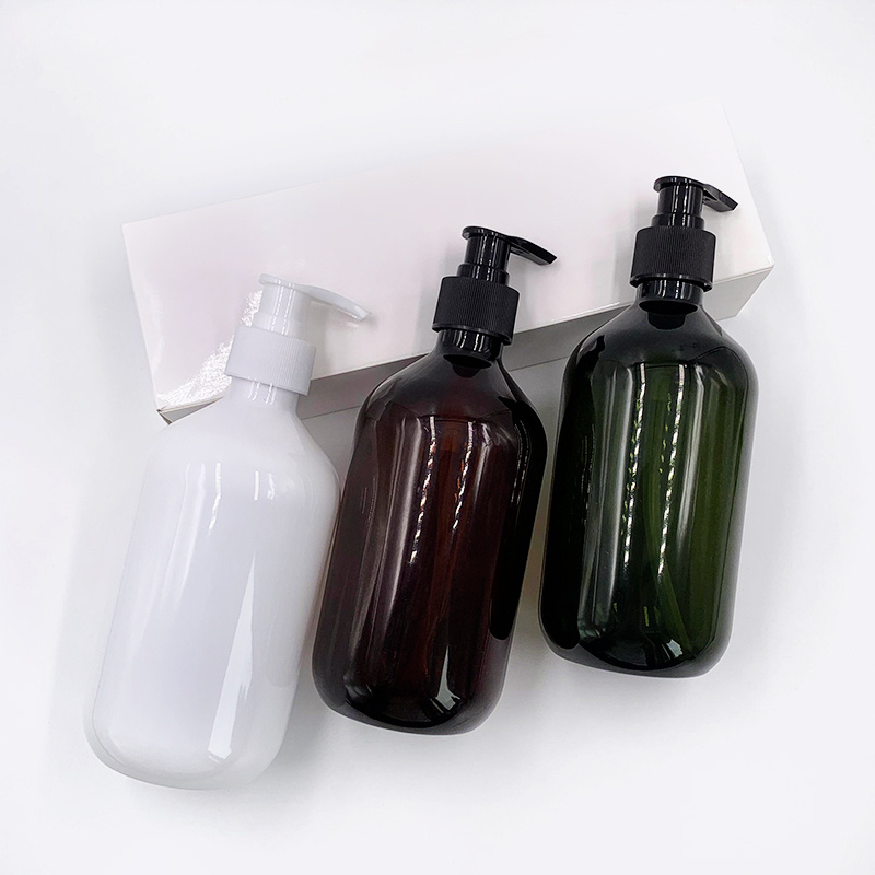 Custom 100ml 150ml 200ml 300ml 400ml 500ml Amber Green Transparent Plastic PET Shampoo Bottle Hair Oil Bottle With Lotion Pump