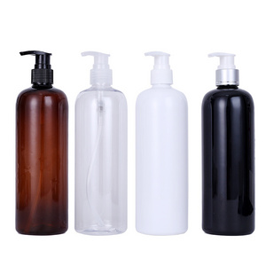 1000ml white Black Round Plastic bottle With flip cover Shampoo shower gel packing 1L Transparent PET detergent bottle