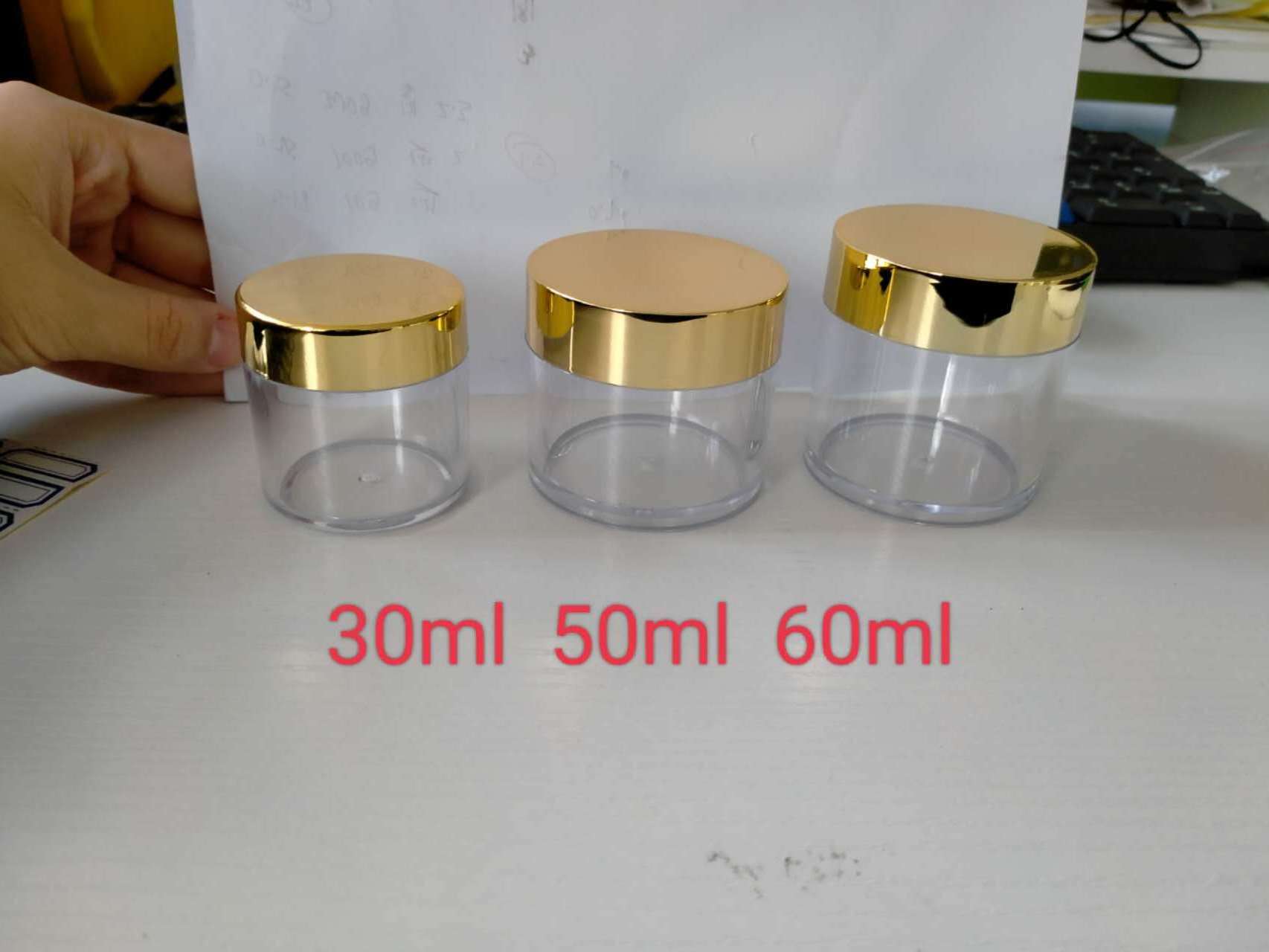 High Quality acrylic powder jar 10g/15g/1oz/2oz Glitters cosmetic container with lids Lip Balms container packaging