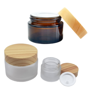 Empty amber brown cosmetic glass jar 1oz 5g 10g 15g 20g 50g 100g 30g eye cream frosted glass jar 50ml with bamboo cap lid