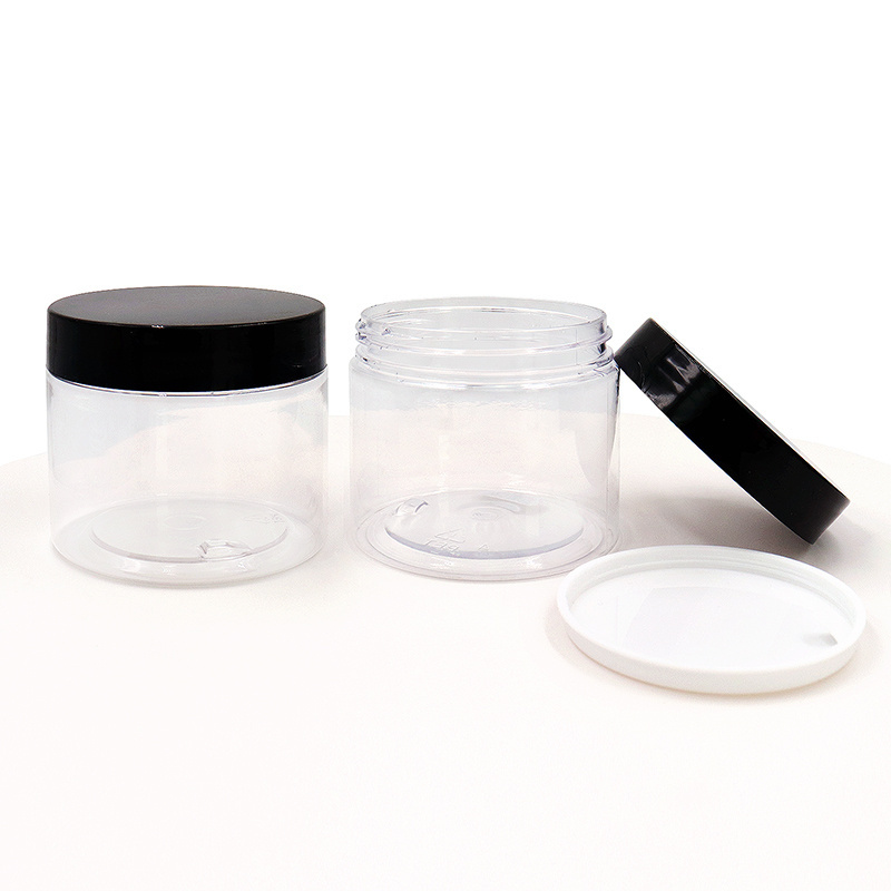 2oz 4oz 250ml 200ml 8oz  Round Clear Plastic Slime Jars With Lids PET Containers Storage Jars Travel Jars For Cosmetic Makeup