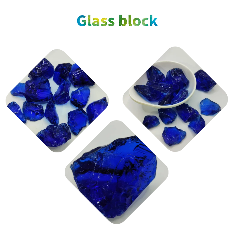 recycled natural colored glow blue slag glass rocks stone crushed glass rock crystal pebbles for landscaping