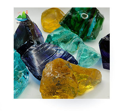 aqua blue purple glass rock marble large slag glass rocks irregular shape decorative corner crushed glass block