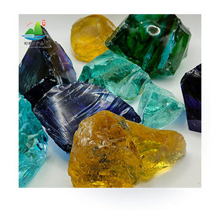 aqua blue purple glass rock marble large slag glass rocks irregular shape decorative corner crushed glass block