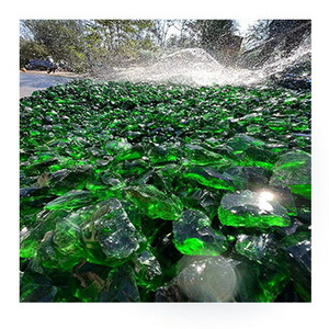 Hot sale Landscaping natural green colored natural decorative slag glass rocks and stone for home decoration