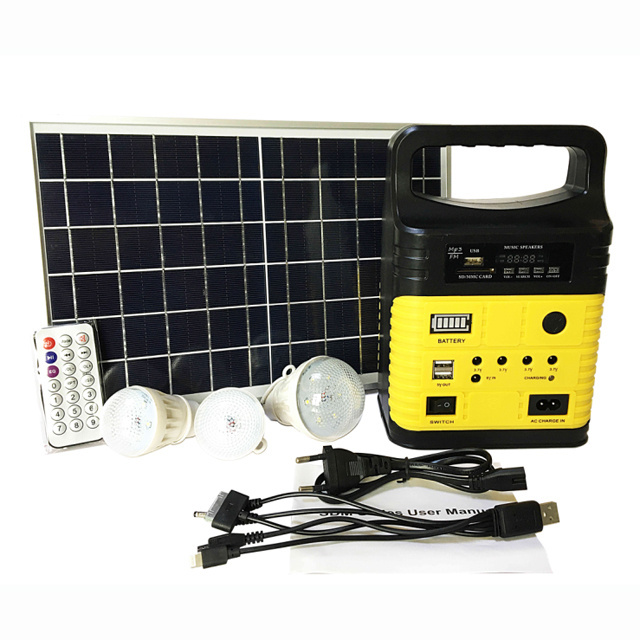 Radio Solar Lighting System With Three Bulbs For Home Indoor