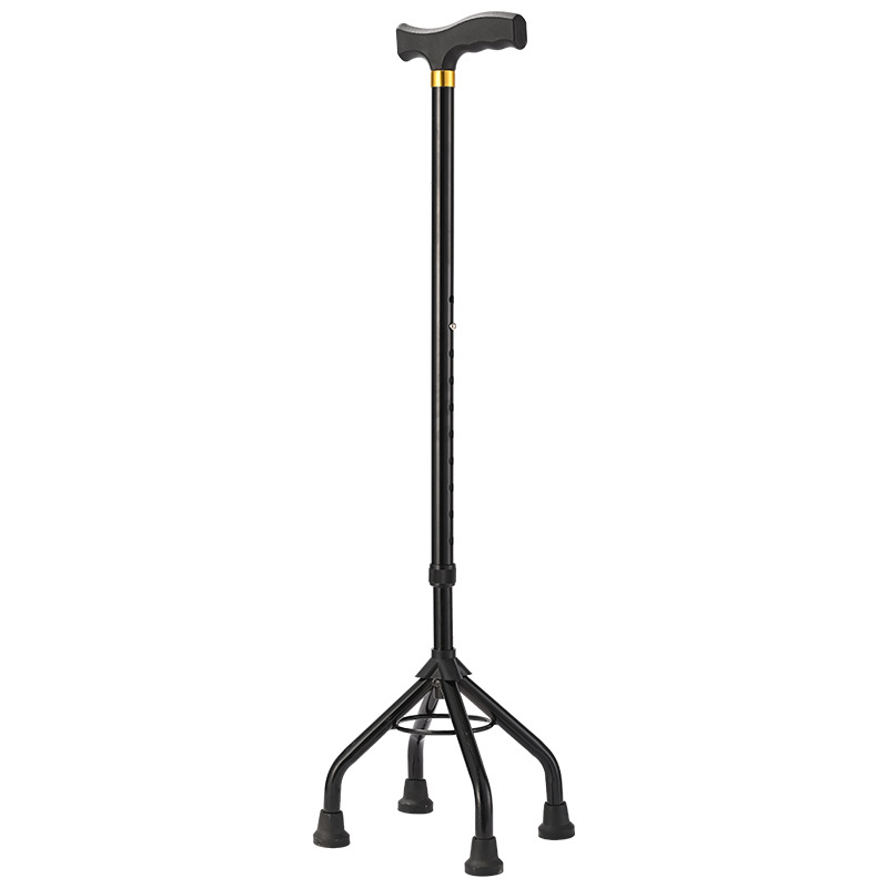 High-load adjustable aluminum alloy four-legged crutch for assisting the elderly to use crutches