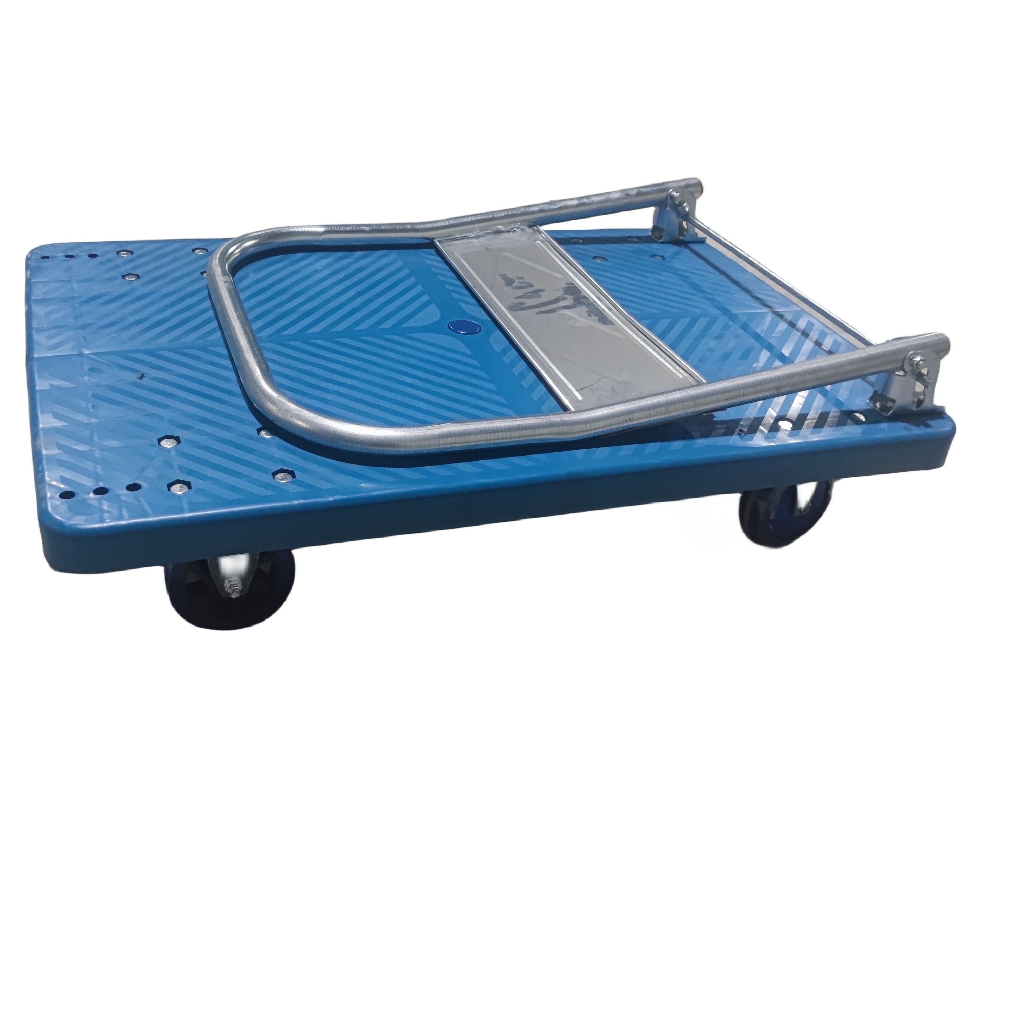 Plastic Foldable Trolley handle Folding home use push Cart 4 Wheels Folded Platform hand cart PP Trolley