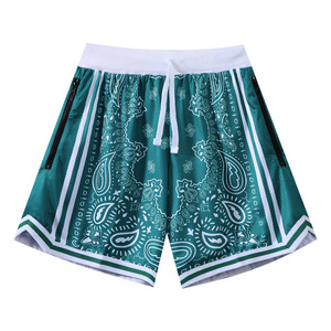 Factory Vintage Streetwear Sports Shorts Men Custom Tackle Printing Retro Womens Plain Double Layer Mesh Basketball Shorts