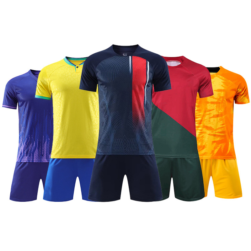 Wholesale training soccer uniform team blank plus size custom men's kids football uniforms fitness soccer tracksuit jerseys