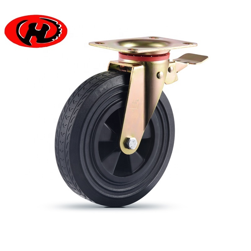 trash bin caster wheel 8 inch  black rubber  outdoor garbage container caster wheels