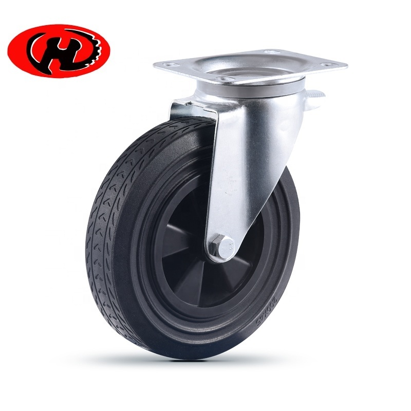 8 inches rubber  garbage container caster wheel industrial trash bin castor wheels