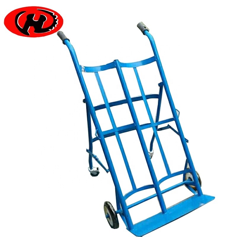 double Cylinder trolley gas bottle cart lab hand truck dual pressure liquid oxygen bottle carrier