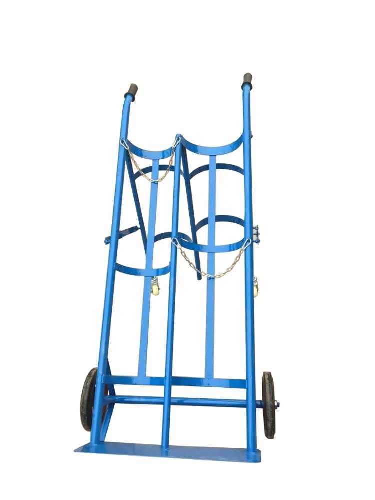 double Cylinder trolley gas bottle cart lab hand truck dual pressure liquid oxygen bottle carrier