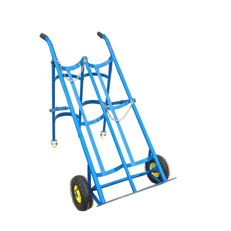 double Cylinder trolley gas bottle cart lab hand truck dual pressure liquid oxygen bottle carrier