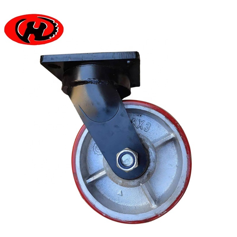 China factory heavy duty 1.5 tons loading 2000kgs  polyurethane caster wheels PU castor wheels