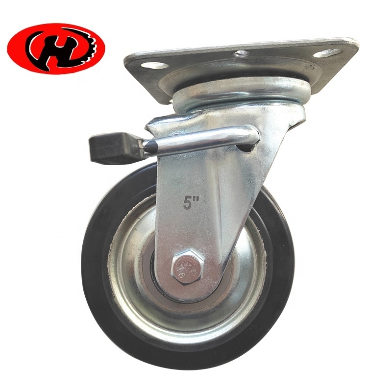 black rubber metal disc 4 5 6 8 Inch Wheel Japanese pedestal brake Casters Japan Style  industrial castor wheels