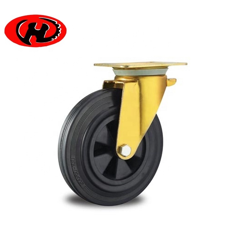 trash bin caster wheel 8 inch  black rubber  outdoor garbage container caster wheels