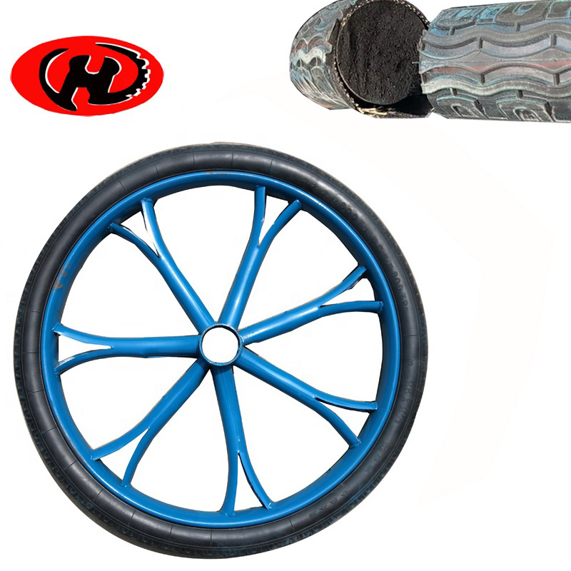 heavy duty 26 inch flat free rubber tyre wheel for  wheelbarrow Puncture Proofwheels